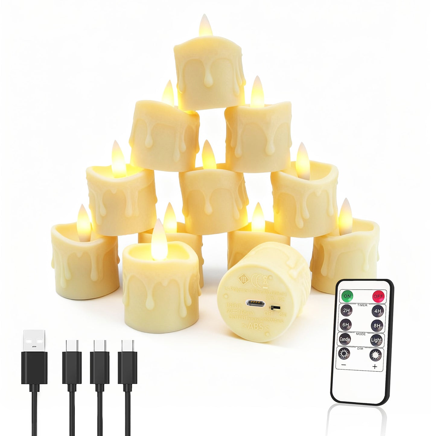 Rechargeable Flameless Tealight Candles Set of 6, LED Votive Flickering Tea Lights with Timer, Battery Operated for Soccer Party Essentials, Christmas Decor, Wedding Centerpieces & Daily Celebrations