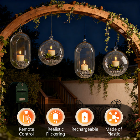 Flameless Rechargeable Tea Lights with Remote Timer - LED Electric Candles Realistic Flickering for Valentines Decoration&Home Decor, Wedding Table, 6-Pack (Φ 1-1/2''×H 2'')