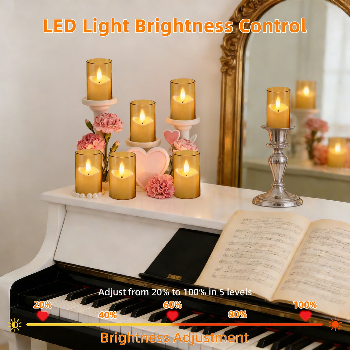 Rechargeable Acrylic Flameless LED Tea Lights with Timer, Flickering Warm Glow Votive Candles, Remote Battery Operated Set for Game Day Decorations, Holiday & Daily Table Decor (Set of 6, Amber)