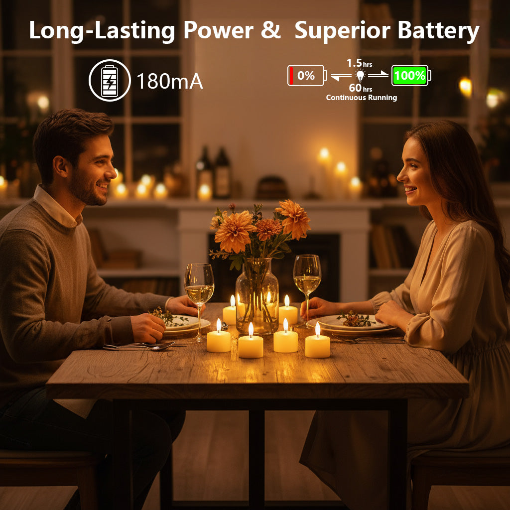 Flameless Rechargeable Tea Lights with Remote Timer - LED Electric Candles Realistic Flickering for Valentines Decoration&Home Decor, Wedding Table, 6-Pack (Φ 1-1/2''×H 2'')