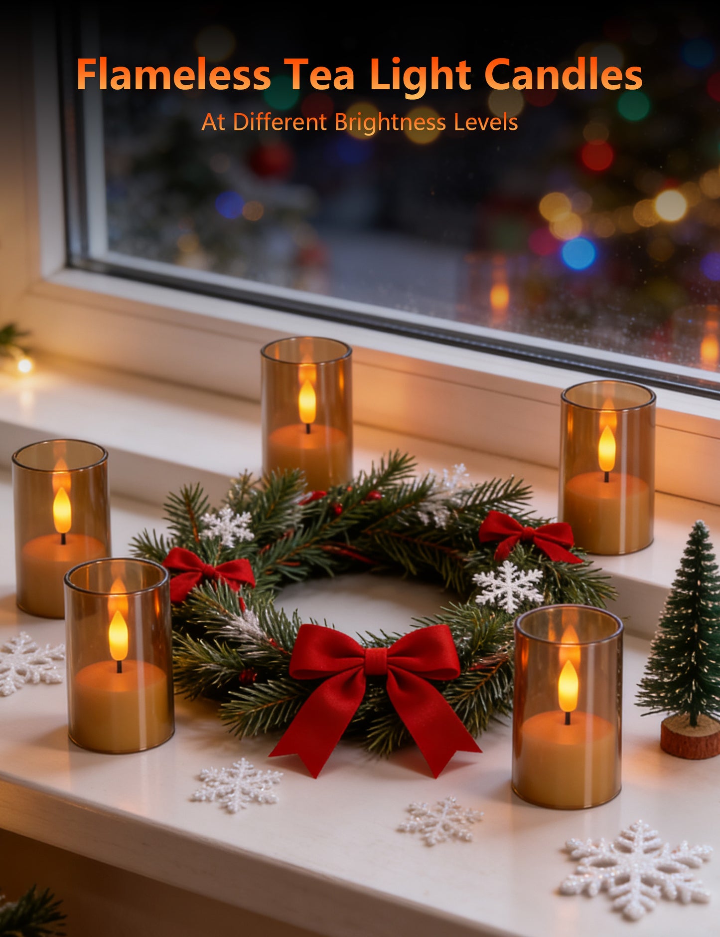 Rechargeable Flameless Candles with Remote Timer, Amber Acrylic LED Tea Lights, 1.5H Fast Charge 60H Runtime, Dimmable Flickering Votive for Home Wedding Decor, 6-Pack