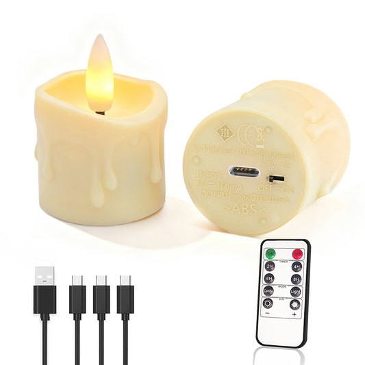 Rechargeable Flameless Tealight Candles Set of 6, LED Votive Flickering Tea Lights with Timer, Battery Operated for Soccer Party Essentials, Christmas Decor, Wedding Centerpieces & Daily Celebrations